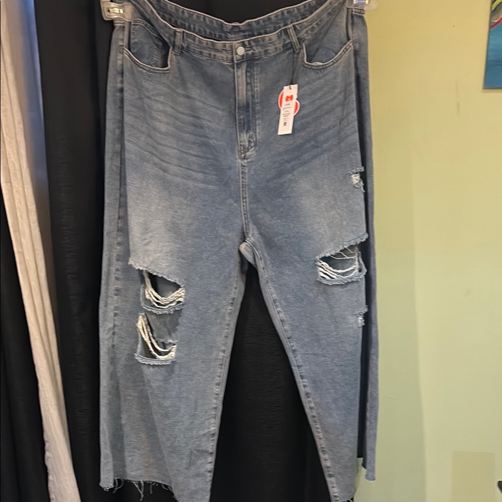 Cider Blue Boyfriend Jeans with Distressed Details